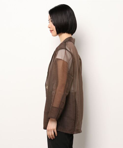 JUGLANS(ユグランス)の「☆ 透け感を楽しめる。シアーテーラードジャケット 343049(テーラードジャケット・レディース・ブラウン/ベージュ・FREE)」の3枚目の写真