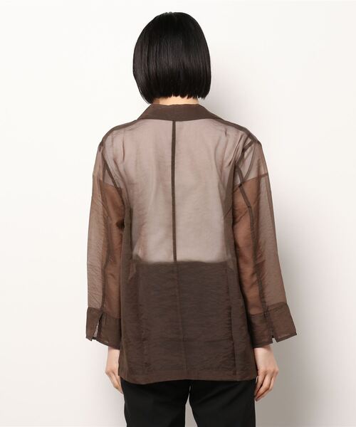 JUGLANS(ユグランス)の「☆ 透け感を楽しめる。シアーテーラードジャケット 343049(テーラードジャケット・レディース・ブラウン/ベージュ・FREE)」の4枚目の写真
