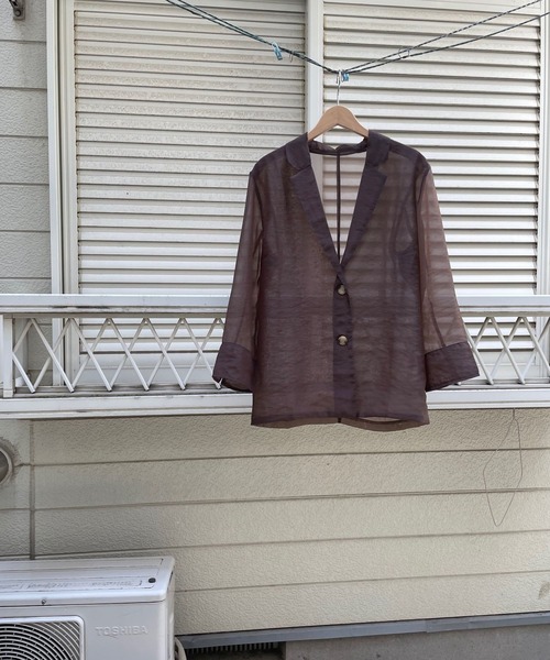 JUGLANS(ユグランス)の「☆ 透け感を楽しめる。シアーテーラードジャケット 343049(テーラードジャケット・レディース・ブラウン/ベージュ・FREE)」の2枚目の写真