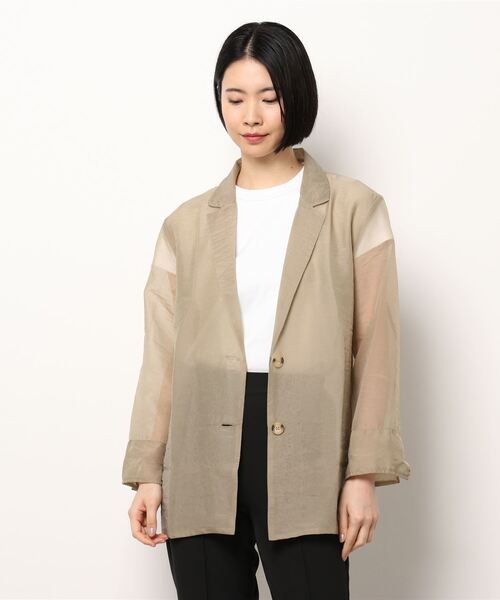 JUGLANS(ユグランス)の「☆ 透け感を楽しめる。シアーテーラードジャケット 343049(テーラードジャケット・レディース・ブラウン/ベージュ・FREE)」の12枚目の写真