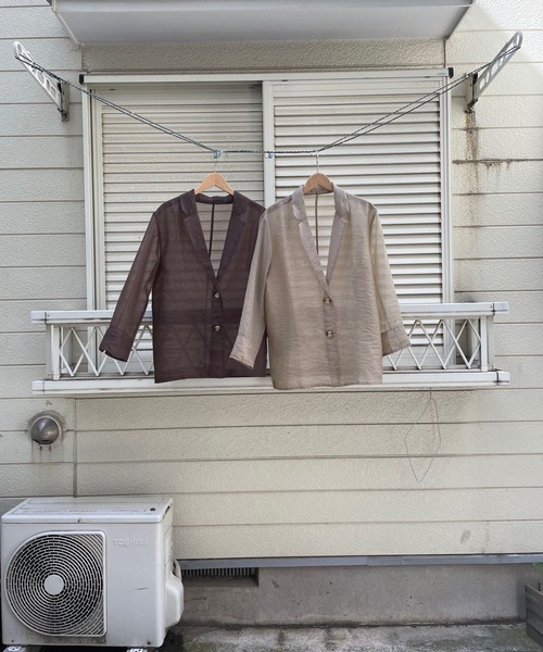 JUGLANS(ユグランス)の「☆ 透け感を楽しめる。シアーテーラードジャケット 343049(テーラードジャケット・レディース・ブラウン/ベージュ・FREE)」の6枚目の写真