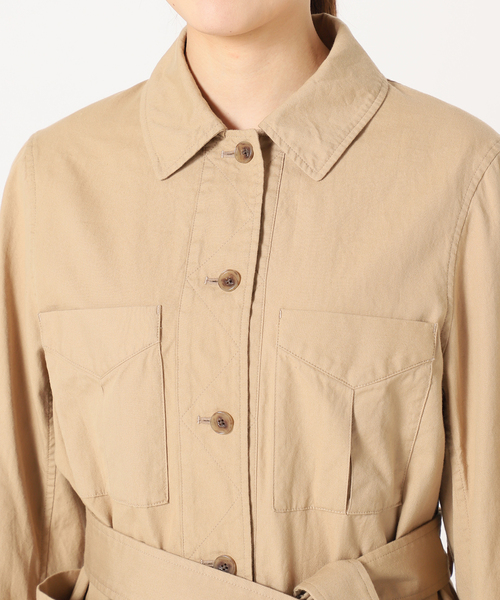 SLOBE IENA（スローブイエナ）の「ピンオックスサファリジャケット（ミリタリージャケット・レディース・ベージュ/グレー・FREE）」の21枚目の写真