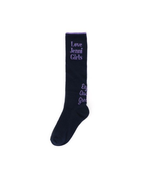 JENNI love(ジェニィラブ)の「ガーリーロゴハイソックス(ソックス/靴下・キッズ・ブラック/ネイビー/グレー・19-21cm/22-24cm)」の1枚目の写真