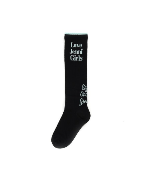 JENNI love(ジェニィラブ)の「ガーリーロゴハイソックス(ソックス/靴下・キッズ・ブラック/ネイビー/グレー・19-21cm/22-24cm)」の2枚目の写真