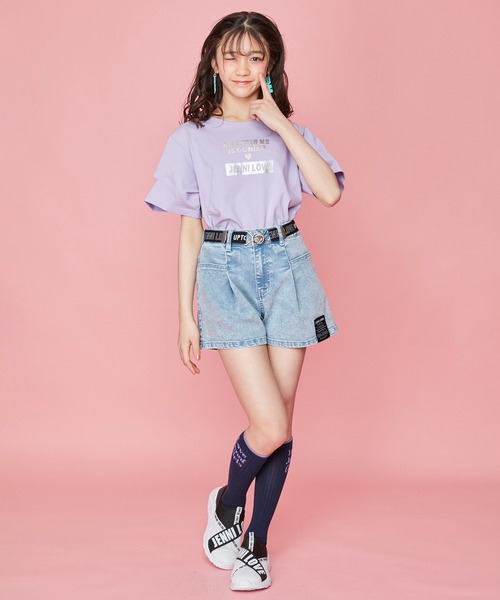 JENNI love(ジェニィラブ)の「ガーリーロゴハイソックス(ソックス/靴下・キッズ・ブラック/ネイビー/グレー・19-21cm/22-24cm)」の10枚目の写真