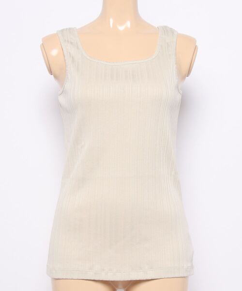 Droite lautreamont（ドロワットロートレアモン）の「ランダムリブタンクトップ≪洗濯機で洗える≫（タンクトップ・レディース・ブラック/ベージュ/オフホワイト・M）」の12枚目の写真
