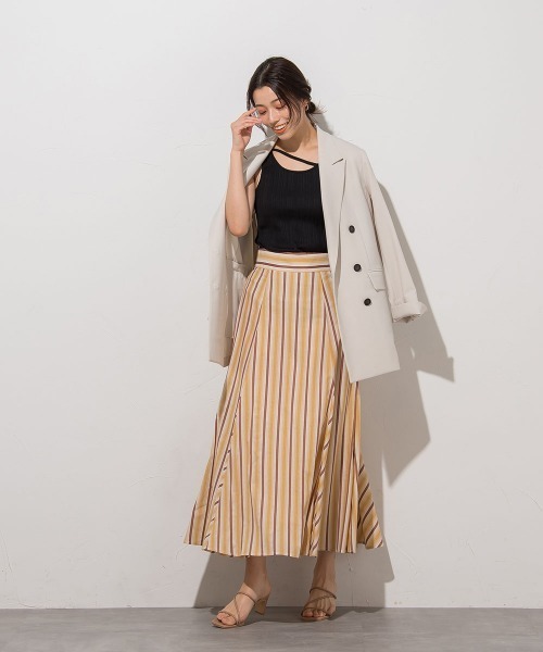 Droite lautreamont（ドロワットロートレアモン）の「ランダムリブタンクトップ≪洗濯機で洗える≫（タンクトップ・レディース・ブラック/ベージュ/オフホワイト・M）」の6枚目の写真