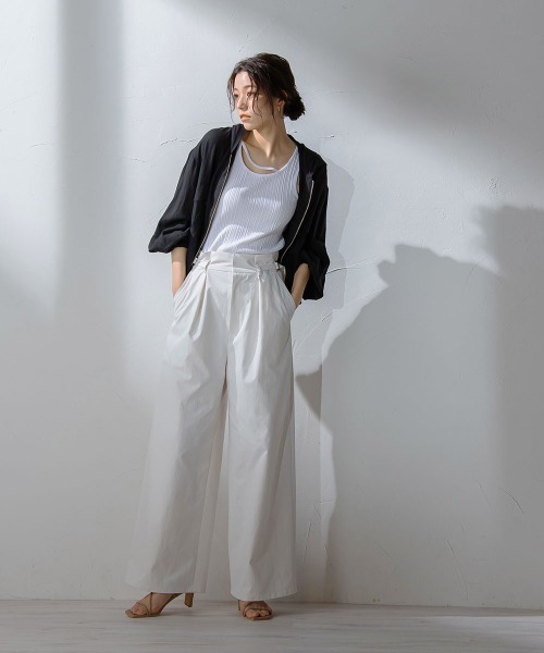 Droite lautreamont（ドロワットロートレアモン）の「ランダムリブタンクトップ≪洗濯機で洗える≫（タンクトップ・レディース・ブラック/ベージュ/オフホワイト・M）」の21枚目の写真