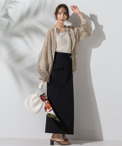 Droite lautreamont（ドロワットロートレアモン）の「ランダムリブタンクトップ≪洗濯機で洗える≫（タンクトップ・レディース・ブラック/ベージュ/オフホワイト・M）」の15枚目の写真