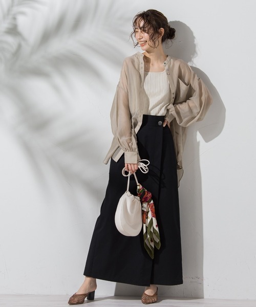 Droite lautreamont（ドロワットロートレアモン）の「ランダムリブタンクトップ≪洗濯機で洗える≫（タンクトップ・レディース・ブラック/ベージュ/オフホワイト・M）」の9枚目の写真