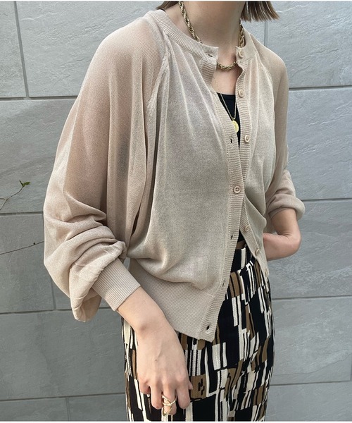 y/m by misato(イムバイミサト)の「シアーボリュームスリーブカーデ(カーディガン/ボレロ・レディース・ブラック/オレンジ/グリーン/ベージュ・FREE)」の10枚目の写真