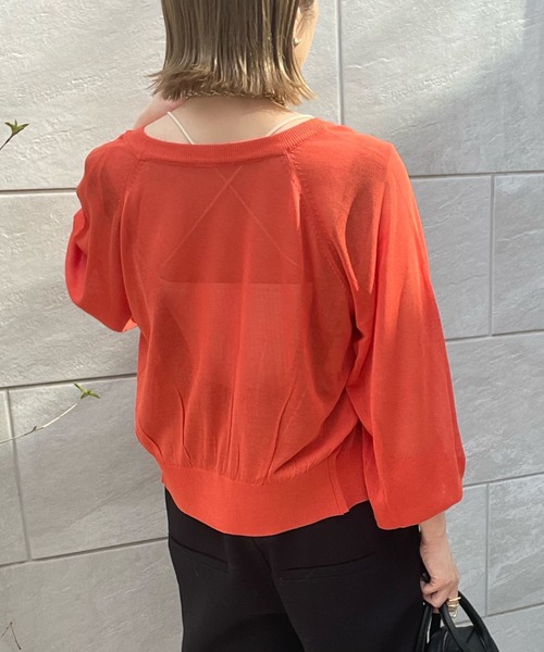 y/m by misato(イムバイミサト)の「シアーボリュームスリーブカーデ(カーディガン/ボレロ・レディース・ブラック/オレンジ/グリーン/ベージュ・FREE)」の19枚目の写真