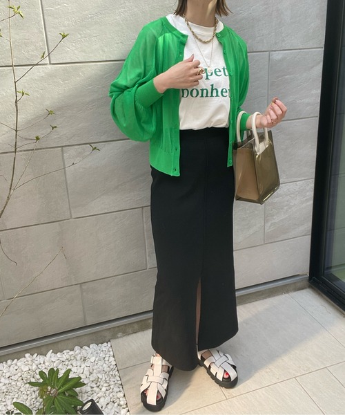 y/m by misato(イムバイミサト)の「シアーボリュームスリーブカーデ(カーディガン/ボレロ・レディース・ブラック/オレンジ/グリーン/ベージュ・FREE)」の16枚目の写真