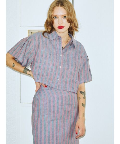 jouetie(ジュエティ)の「ワイドクロップドシャツ【セットアップ対応】(シャツ/ブラウス・レディース・ブラック/グリーン/その他1・MEDIUM)」の1枚目の写真