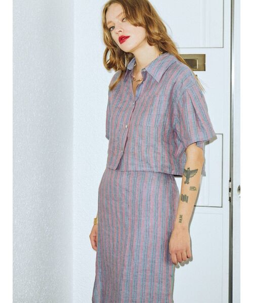 jouetie(ジュエティ)の「ワイドクロップドシャツ【セットアップ対応】(シャツ/ブラウス・レディース・ブラック/グリーン/その他1・MEDIUM)」の5枚目の写真