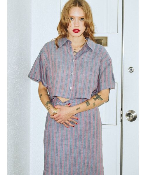 jouetie(ジュエティ)の「ワイドクロップドシャツ【セットアップ対応】(シャツ/ブラウス・レディース・ブラック/グリーン/その他1・MEDIUM)」の4枚目の写真