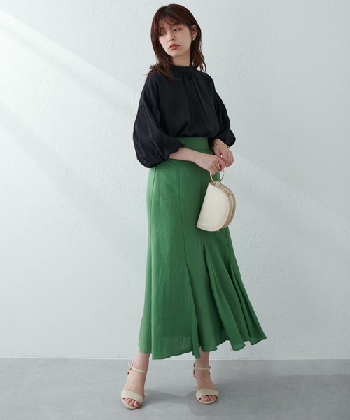 natural couture（ナチュラルクチュール）の「ギャザースリットバックシャンブラウス（シャツ/ブラウス・レディース・オフホワイト/サックスブルー/チェック/ブラック/ピンク・FREE）」の15枚目の写真