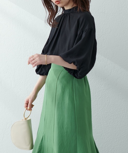 natural couture（ナチュラルクチュール）の「ギャザースリットバックシャンブラウス（シャツ/ブラウス・レディース・オフホワイト/サックスブルー/チェック/ブラック/ピンク・FREE）」の16枚目の写真