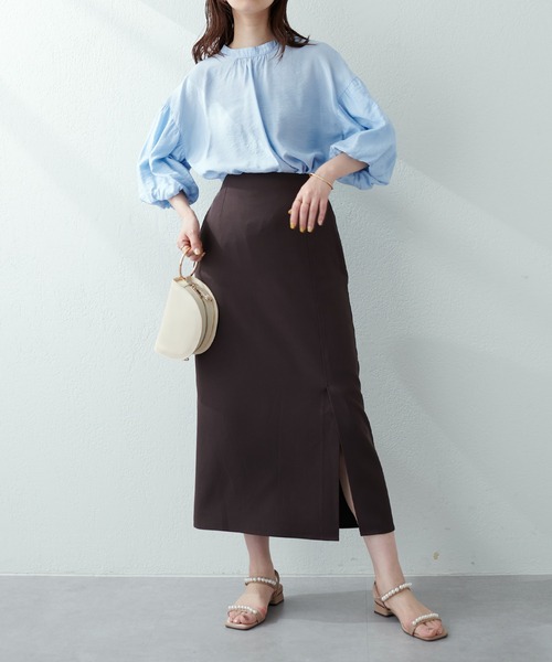 natural couture（ナチュラルクチュール）の「ギャザースリットバックシャンブラウス（シャツ/ブラウス・レディース・オフホワイト/サックスブルー/チェック/ブラック/ピンク・FREE）」の19枚目の写真