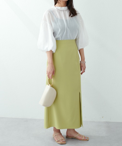 natural couture（ナチュラルクチュール）の「ギャザースリットバックシャンブラウス（シャツ/ブラウス・レディース・オフホワイト/サックスブルー/チェック/ブラック/ピンク・FREE）」の6枚目の写真