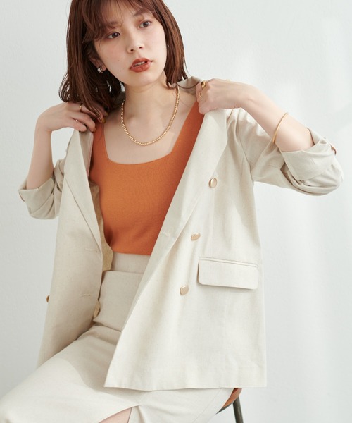 natural couture（ナチュラルクチュール）の「ちょっと大人な綿麻金釦テーラージャケット（テーラードジャケット・レディース・ベージュ/ライトベージュ/ネイビー/サックスブルー・FREE）」の17枚目の写真