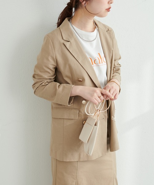 natural couture（ナチュラルクチュール）の「ちょっと大人な綿麻金釦テーラージャケット（テーラードジャケット・レディース・ベージュ/ライトベージュ/ネイビー/サックスブルー・FREE）」の15枚目の写真