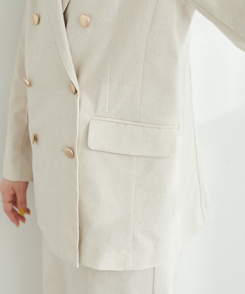 natural couture（ナチュラルクチュール）の「ちょっと大人な綿麻金釦テーラージャケット（テーラードジャケット・レディース・ベージュ/ライトベージュ/ネイビー/サックスブルー・FREE）」の9枚目の写真