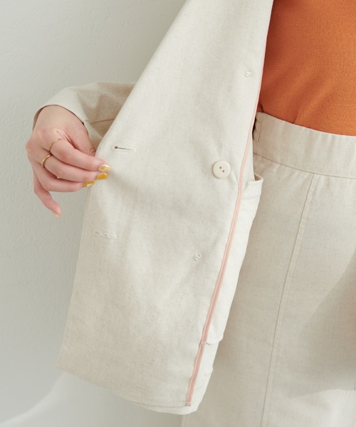 natural couture（ナチュラルクチュール）の「ちょっと大人な綿麻金釦テーラージャケット（テーラードジャケット・レディース・ベージュ/ライトベージュ/ネイビー/サックスブルー・FREE）」の11枚目の写真