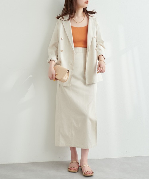 natural couture（ナチュラルクチュール）の「ちょっと大人な綿麻金釦テーラージャケット（テーラードジャケット・レディース・ベージュ/ライトベージュ/ネイビー/サックスブルー・FREE）」の19枚目の写真