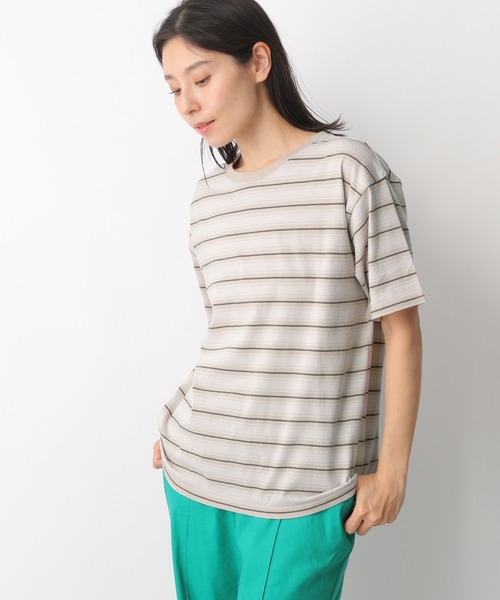 LEPSIM（レプシィム）の「マルチボーダーT　282125（Tシャツ/カットソー・レディース・オレンジ/グリーン/グレイッシュベージュ・FREE）」の2枚目の写真