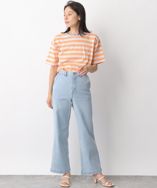 LEPSIM（レプシィム）の「マルチボーダーT　282125（Tシャツ/カットソー・レディース・オレンジ/グリーン/グレイッシュベージュ・FREE）」の4枚目の写真