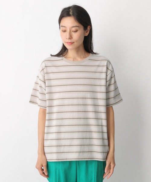 LEPSIM（レプシィム）の「マルチボーダーT　282125（Tシャツ/カットソー・レディース・オレンジ/グリーン/グレイッシュベージュ・FREE）」の10枚目の写真