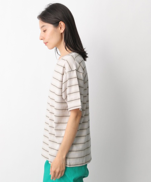 LEPSIM（レプシィム）の「マルチボーダーT　282125（Tシャツ/カットソー・レディース・オレンジ/グリーン/グレイッシュベージュ・FREE）」の6枚目の写真