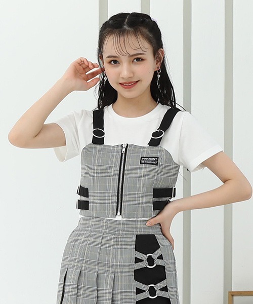 PINKHUNT ピンクハント cサイドベルト ビスチェ付き Tシャツ