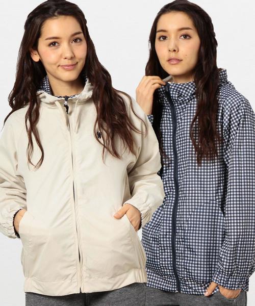 coen（コーエン）の「リバーシブル（ギンガムチェック⇔無地）ブルゾン（ブルゾン・レディース・ベージュ/レッド/ネイビー・MEDIUM/LARGE）」の2枚目の写真