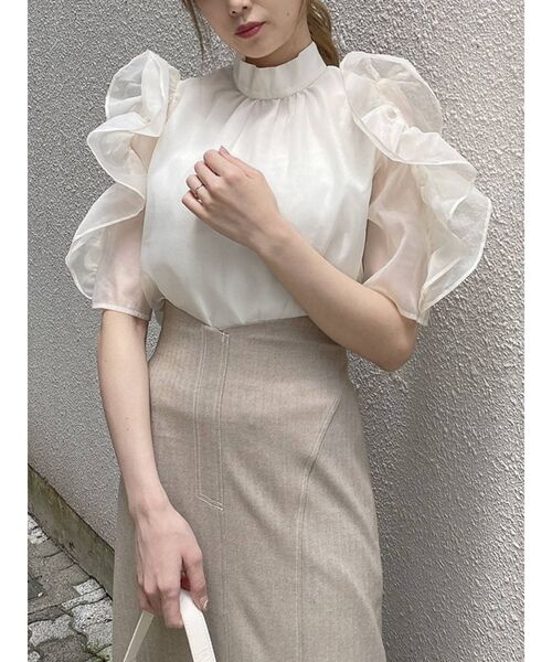 dazzlin（ダズリン）の「フリルスリーブシアーブラウス（シャツ