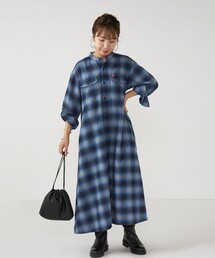 【SHIPS any別注】UNIVERSAL OVERALL:〈ウォッシャブル〉チェック シャツ ワンピース