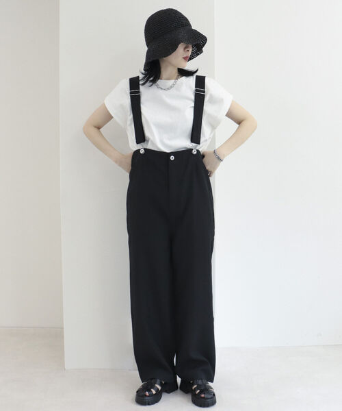 fredy repit(フレディレピ)の「ハイウエストサロペット(サロペット/オーバーオール・レディース・オフホワイト/ブラック・38)」の2枚目の写真