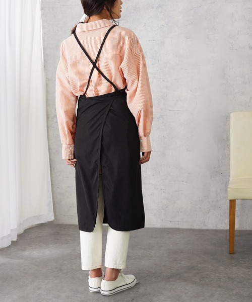 IAMUSE（アイアミューズ）の「バッククロスパイピングエプロン S0383【IAMUSE】（エプロン・レディース・ベージュ/ブラック/カーキ/グレー系その他・FREE）」の10枚目の写真