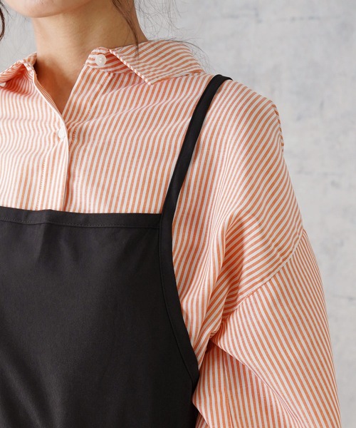 IAMUSE（アイアミューズ）の「バッククロスパイピングエプロン S0383【IAMUSE】（エプロン・レディース・ベージュ/ブラック/カーキ/グレー系その他・FREE）」の14枚目の写真