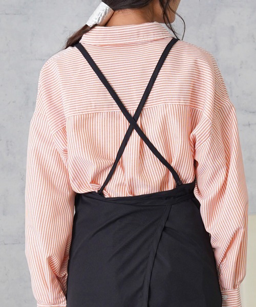 IAMUSE（アイアミューズ）の「バッククロスパイピングエプロン S0383【IAMUSE】（エプロン・レディース・ベージュ/ブラック/カーキ/グレー系その他・FREE）」の15枚目の写真