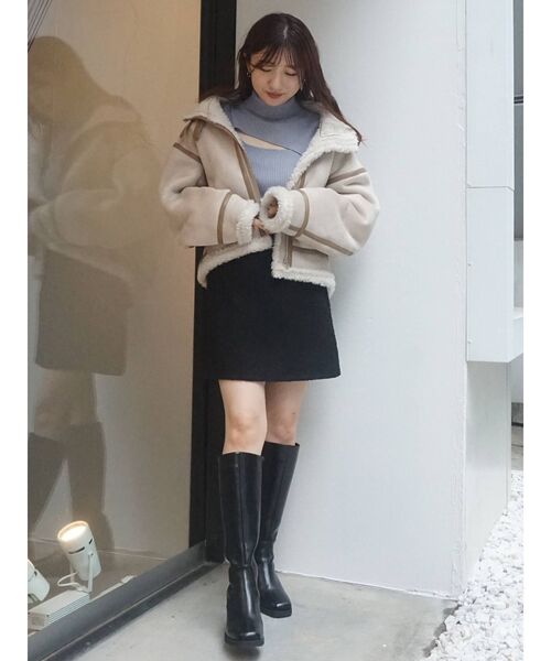 MERCURYDUO(マーキュリーデュオ)の「タイトミニスカート(スカート・レディース・ブラック/オフホワイト・SMALL/MEDIUM)」の14枚目の写真