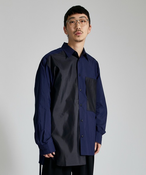 ANEI（アーネイ）の「ASY SHIRT 2-TONE / AN0222_S1102（シャツ/ブラウス・メンズ・ホワイト/ネイビー・2/3）」の2枚目の写真