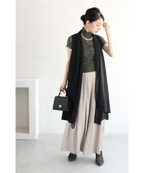 cawaii(カワイイ)の「インナーにも最適。ふんわり浮かぶ花柄シアーカットソートップスハイネック(Tシャツ/カットソー・レディース・カーキ・FREE)」の9枚目の写真