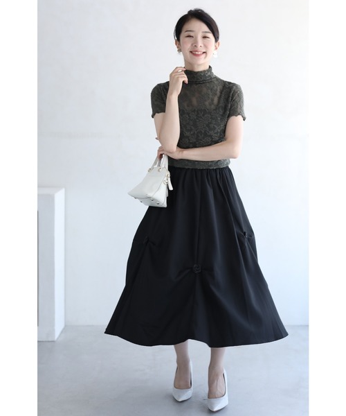 cawaii(カワイイ)の「インナーにも最適。ふんわり浮かぶ花柄シアーカットソートップスハイネック(Tシャツ/カットソー・レディース・カーキ・FREE)」の19枚目の写真