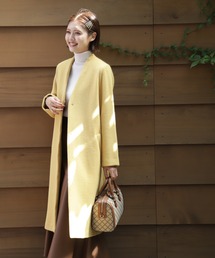 N.（N. Natural Beauty Basic） | 【横田ひかるさん着用】【S Size Line】◆アンゴラビーバーＶカラーレスコート(ノーカラーコート)