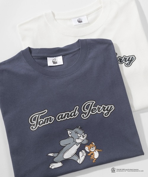 Tom Jerry トムとジェリー ファニー レトロイラスト ワンポイント刺繍 ロングスリーブ バックプリントロンt Tシャツ カットソー Tom Jerry トムアンドジェリー のファッション通販 Zozotown