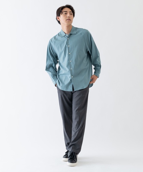 FANTASTICS　ラグランスリーブシャツ FIR MUM｜40/1 オーガニックコットン 強撚ウェザー スタンドカラー