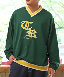 LUXSTYLE（ラグスタイル）の「カレッジロゴアップリケVネックロンT（Tシャツ/カットソー・メンズ）」