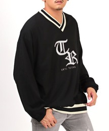 カレッジロゴアップリケVネックロンT